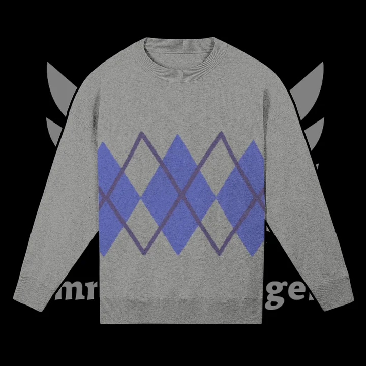 Argyle Gray Knitted Relaxed Sweater product image (1)
