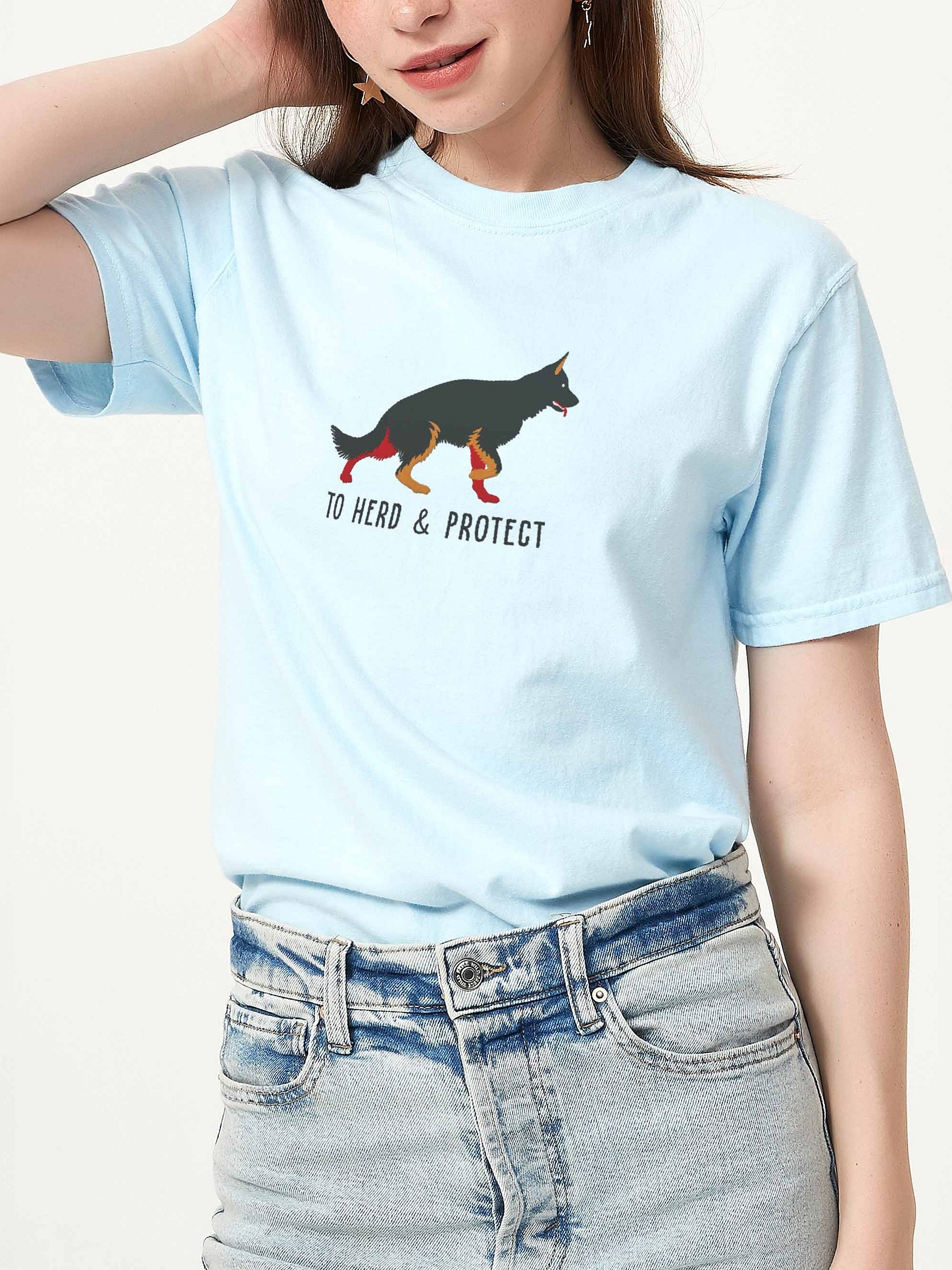 To Herd and Protect T-Shirt(Embroidered) of a German Shepherd(Black & Tan) product image (2)