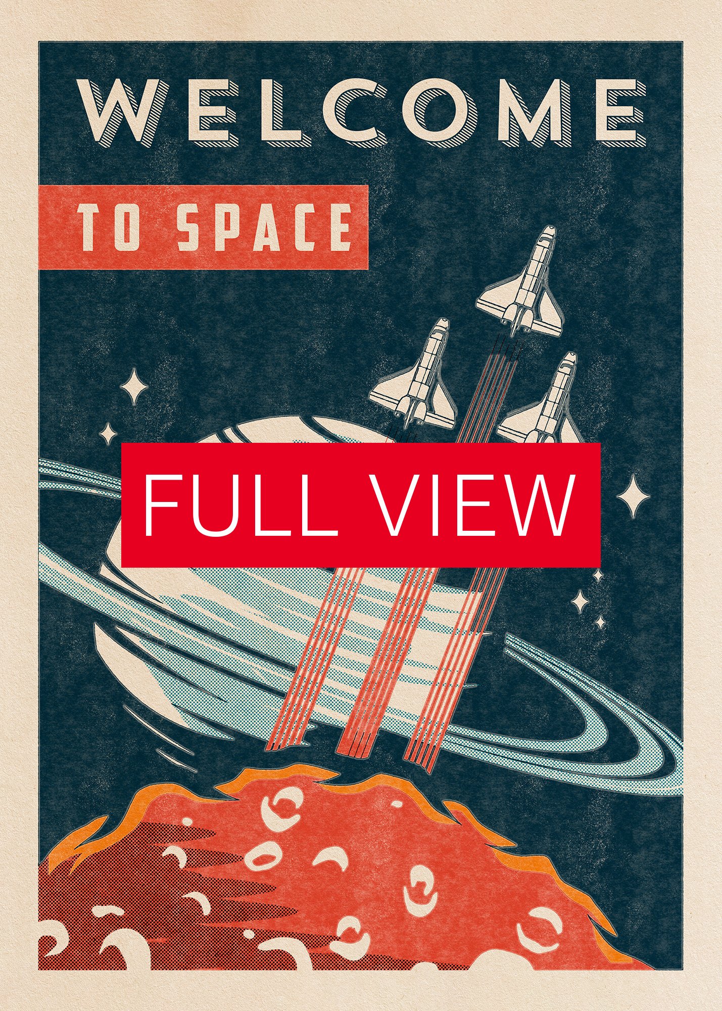 Welcome to Space — Vintage space poster, retro space art, propaganda poster, retrofuturism art, retro sci-fi print product image (3)