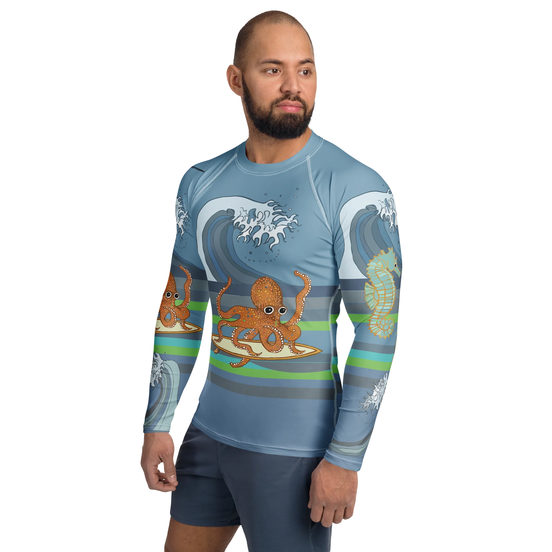 Octopus Waves Men's rash guard product image (3)