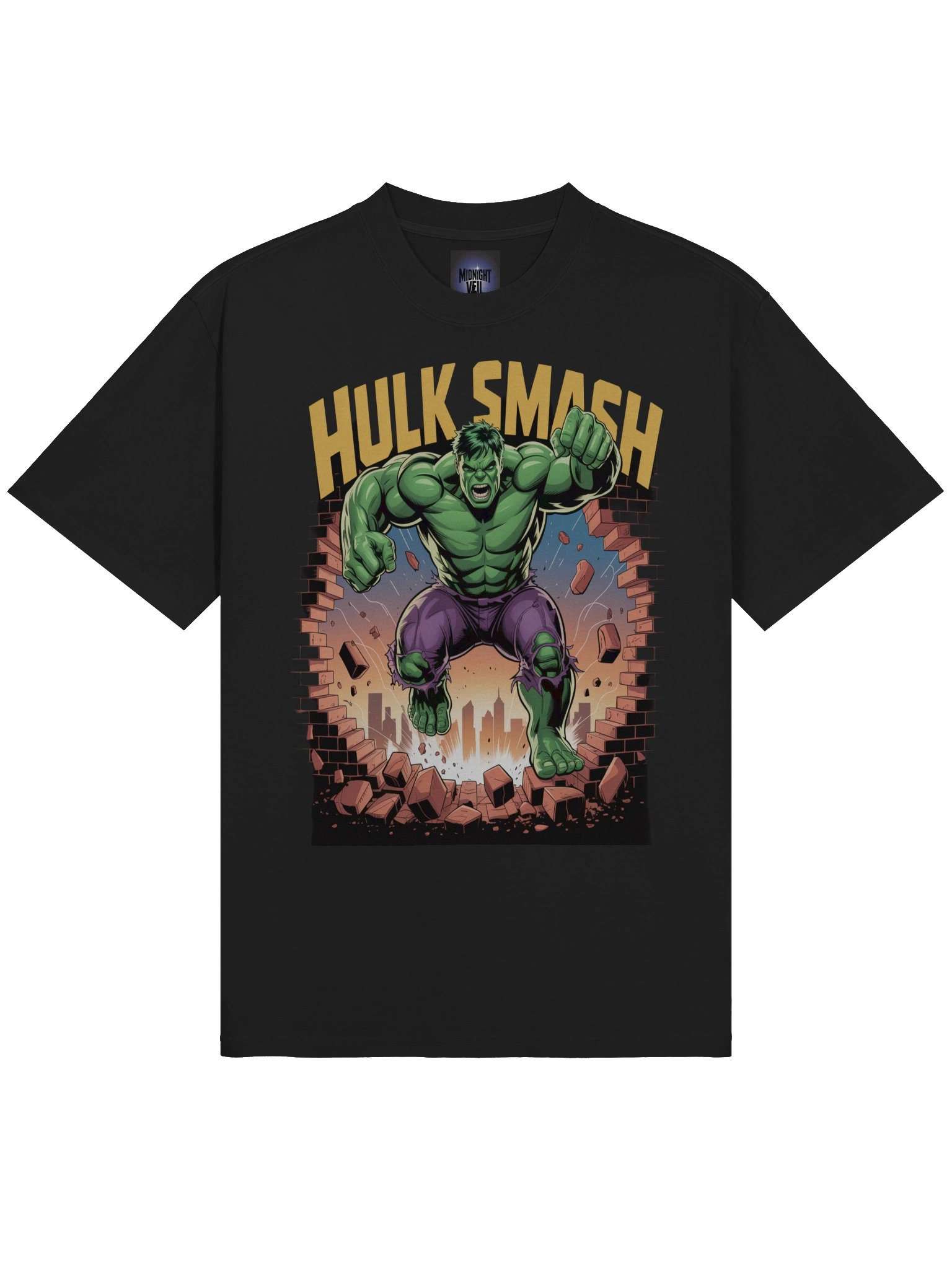 Shadowed Smash: Hulk Nocturnal Wreckage Oversized Faded T-Shirt product image (5)