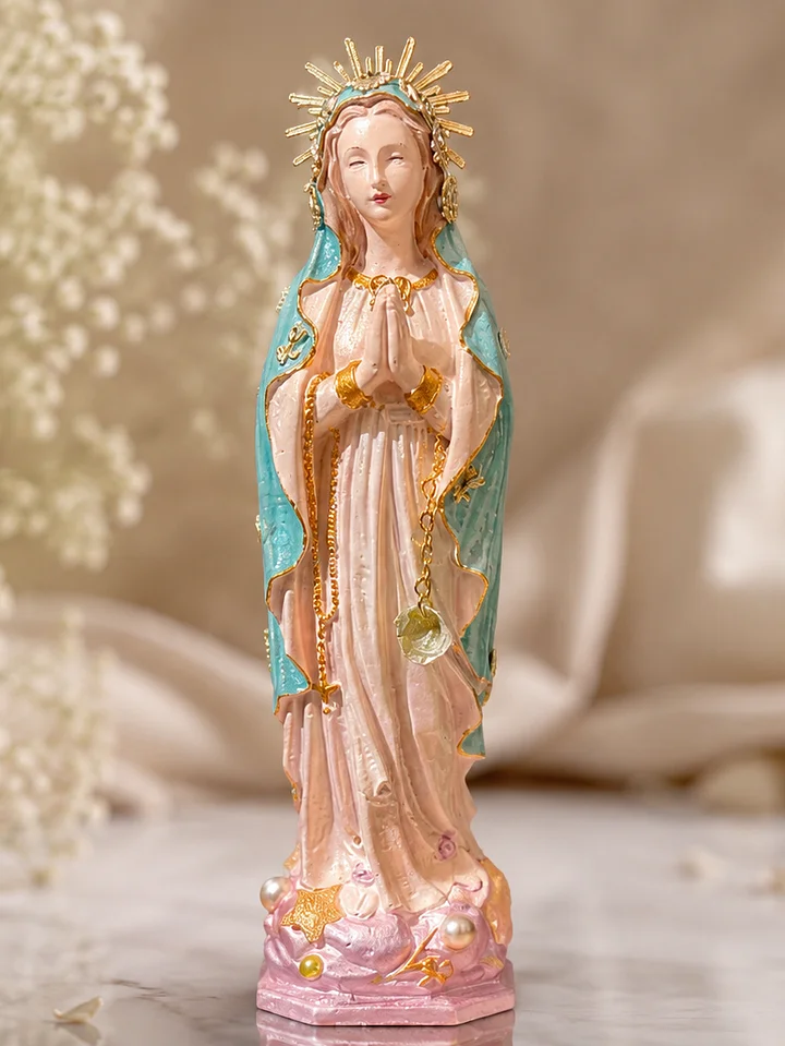 Handmade Virgin Mary Statue | Stella Maris Seashell Decor, French Riviera Artisan Figurine product image (1)