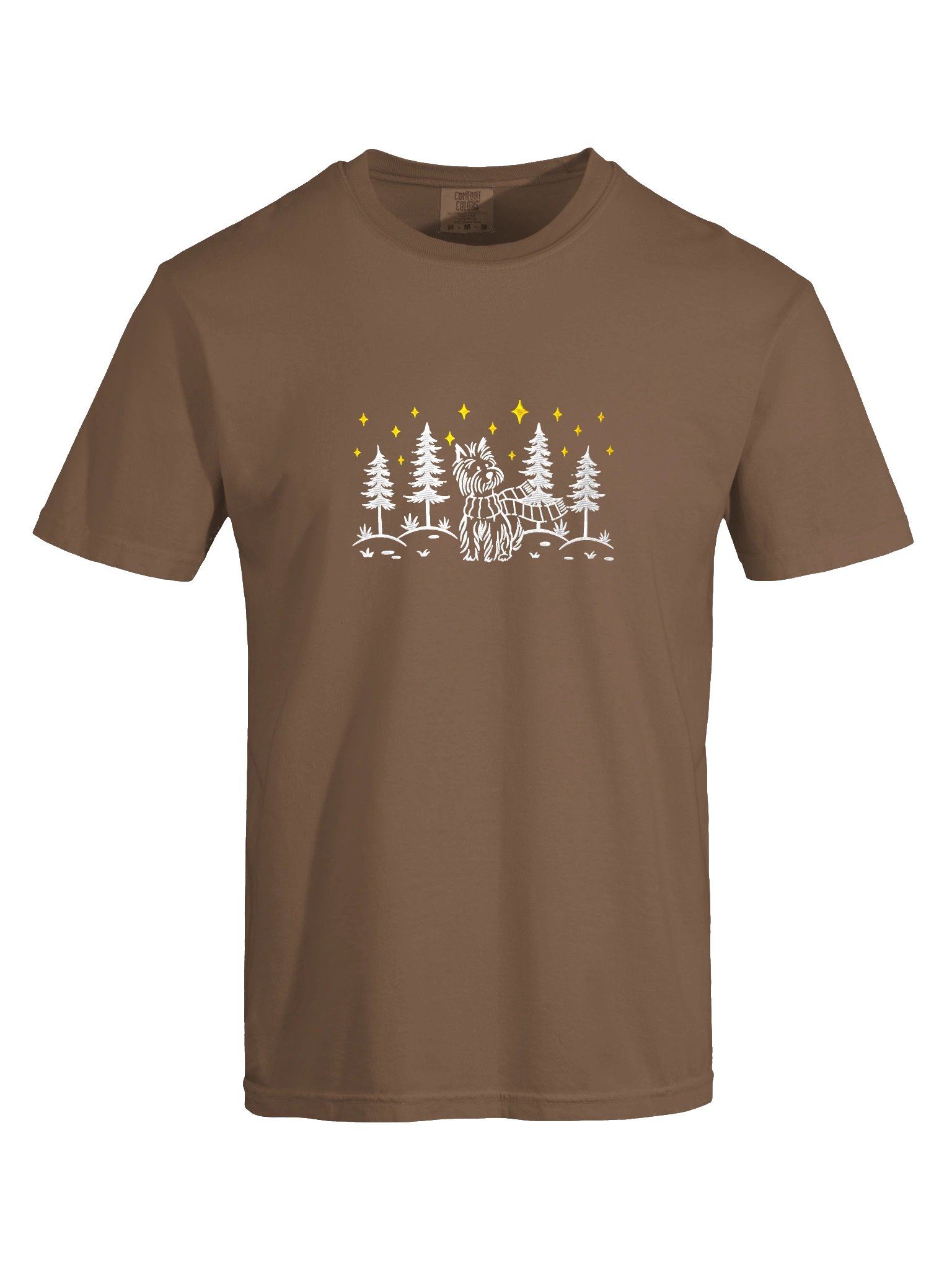 West Highland White Terrier Winter/Christmas Line Art Design Embroidered T-Shirt product image (37)