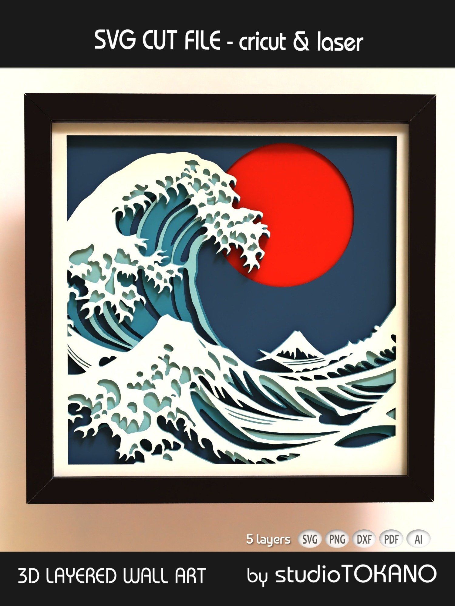 Great Wave Shadow box SVG product image (1)