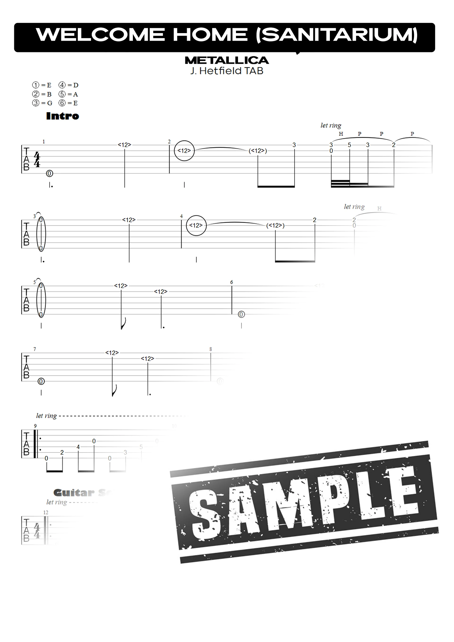 Welcome Home (Sanitarium) | PDF Tab + Guitar Pro | Metallica product image (2)