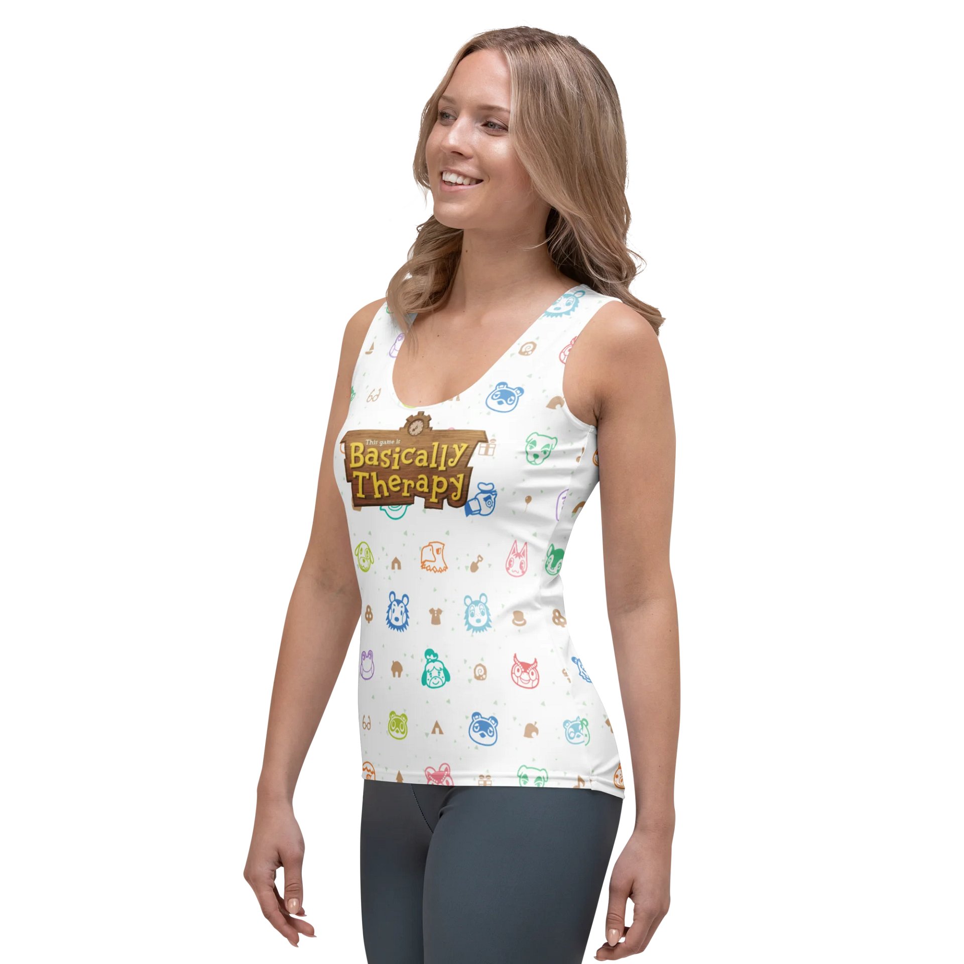 Basically Therapy all-over print tank product image (3)
