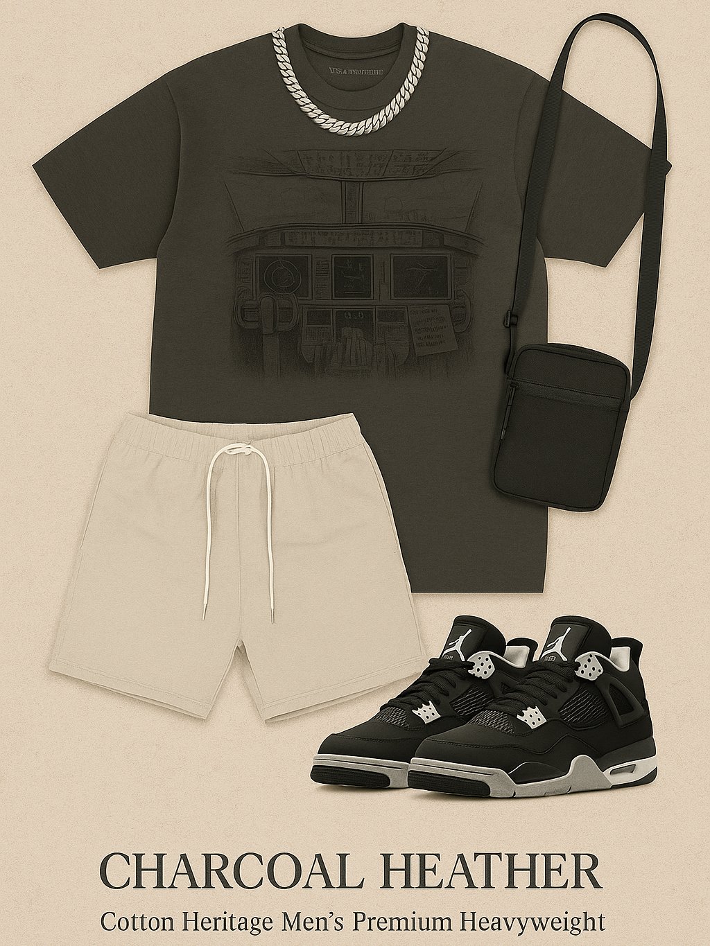 FLIGHT MODE- Washed Cockpit Tee (Charcoal Heather | Cotton Heritage Premium) product image (11)