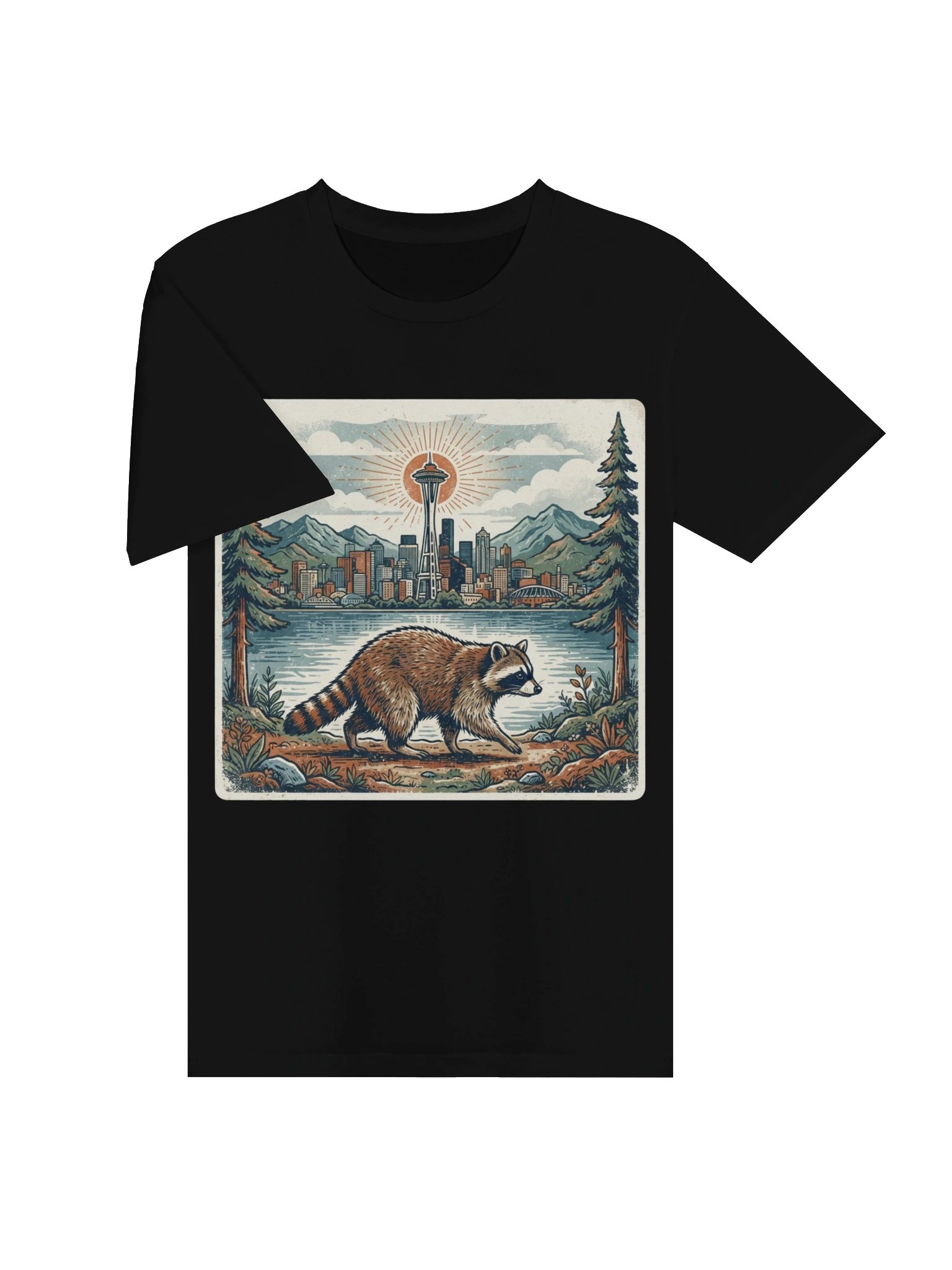 Vintage Raccoon Seattle Graphic T-Shirt product image (4)