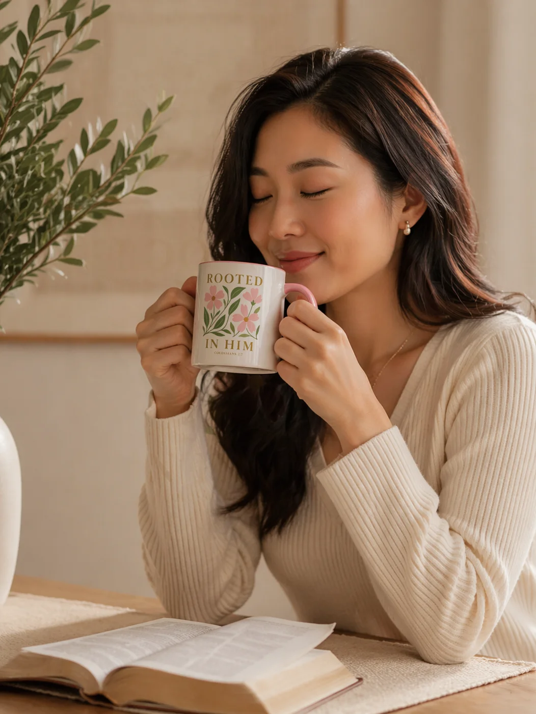 Elegant Floral Christian Mug for Women Inspired by Colossians 2:7 | 11oz & 15oz product image (4)