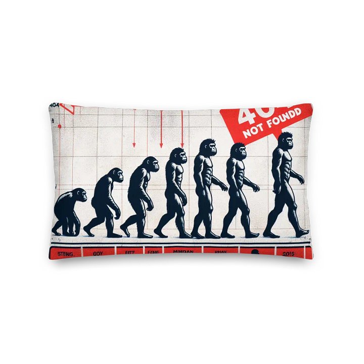 404 NOT FOUND Evolution Premium Pillow | AI Design the theory of evolution is just stupidity product image (2)