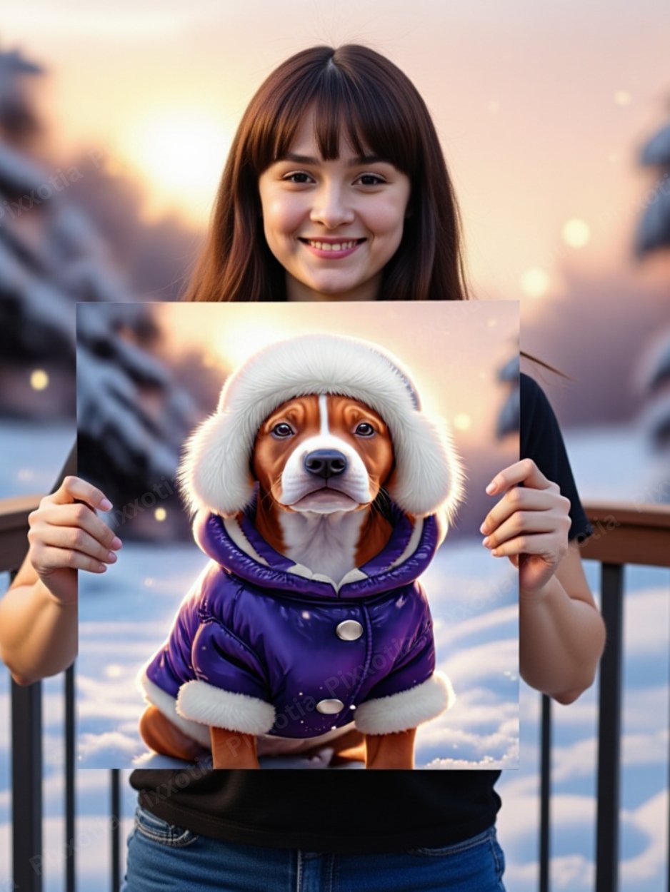 Custom Pet Portrait in Winter Coat – Dog or Cat Royal Digital Art from Photo product image (5)