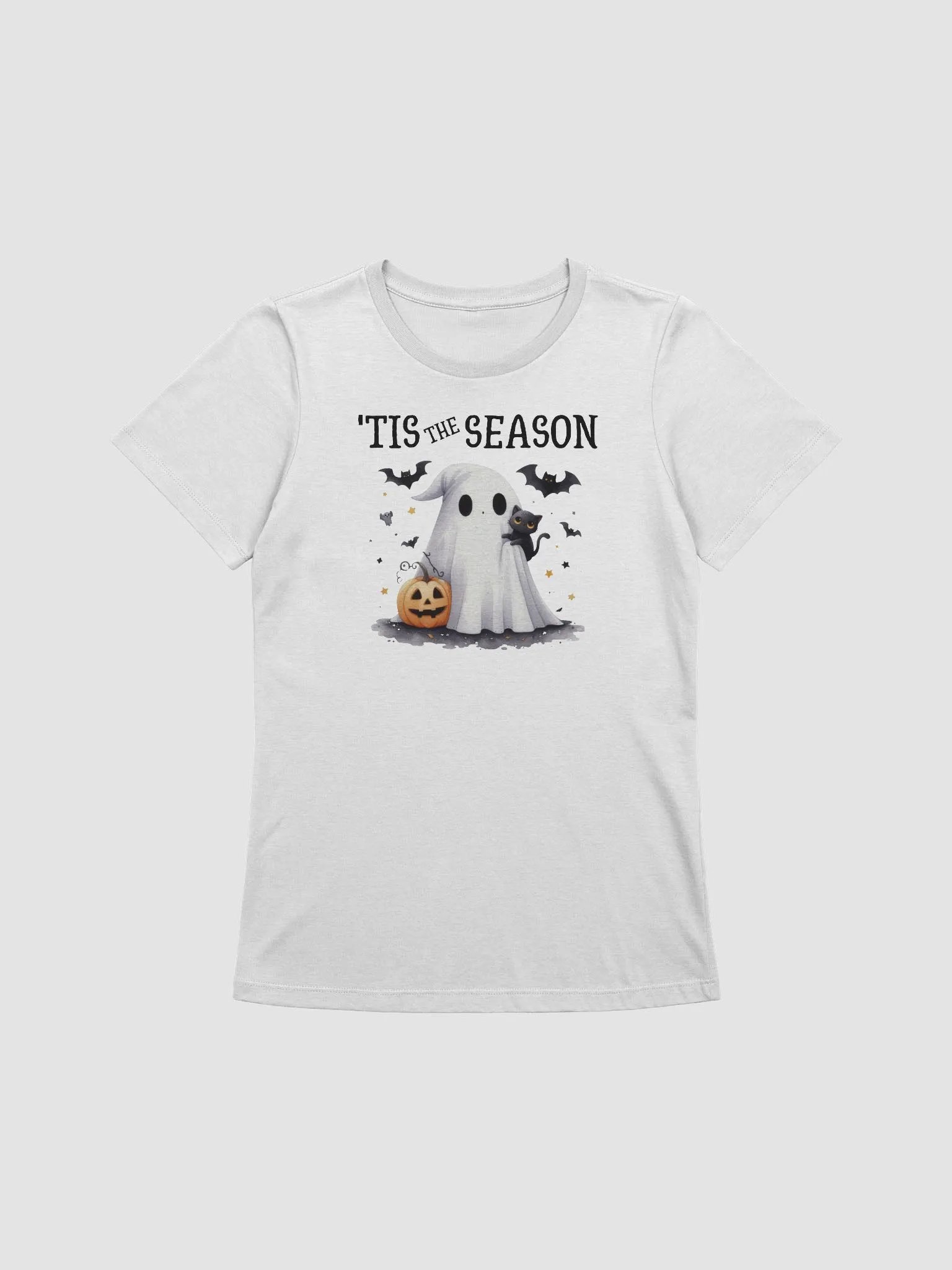 Cute Ghost & Black Cat Women's Halloween T-Shirt product image (14)