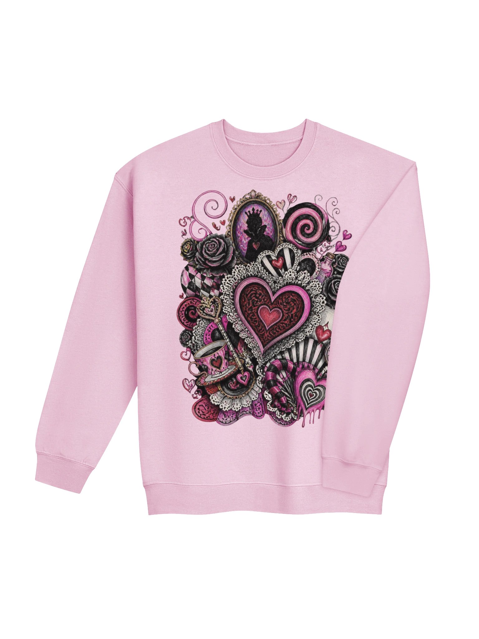 Whimsigoth Wonderland Sweatshirt, Gothic Valentine Collage Crewneck product image (29)
