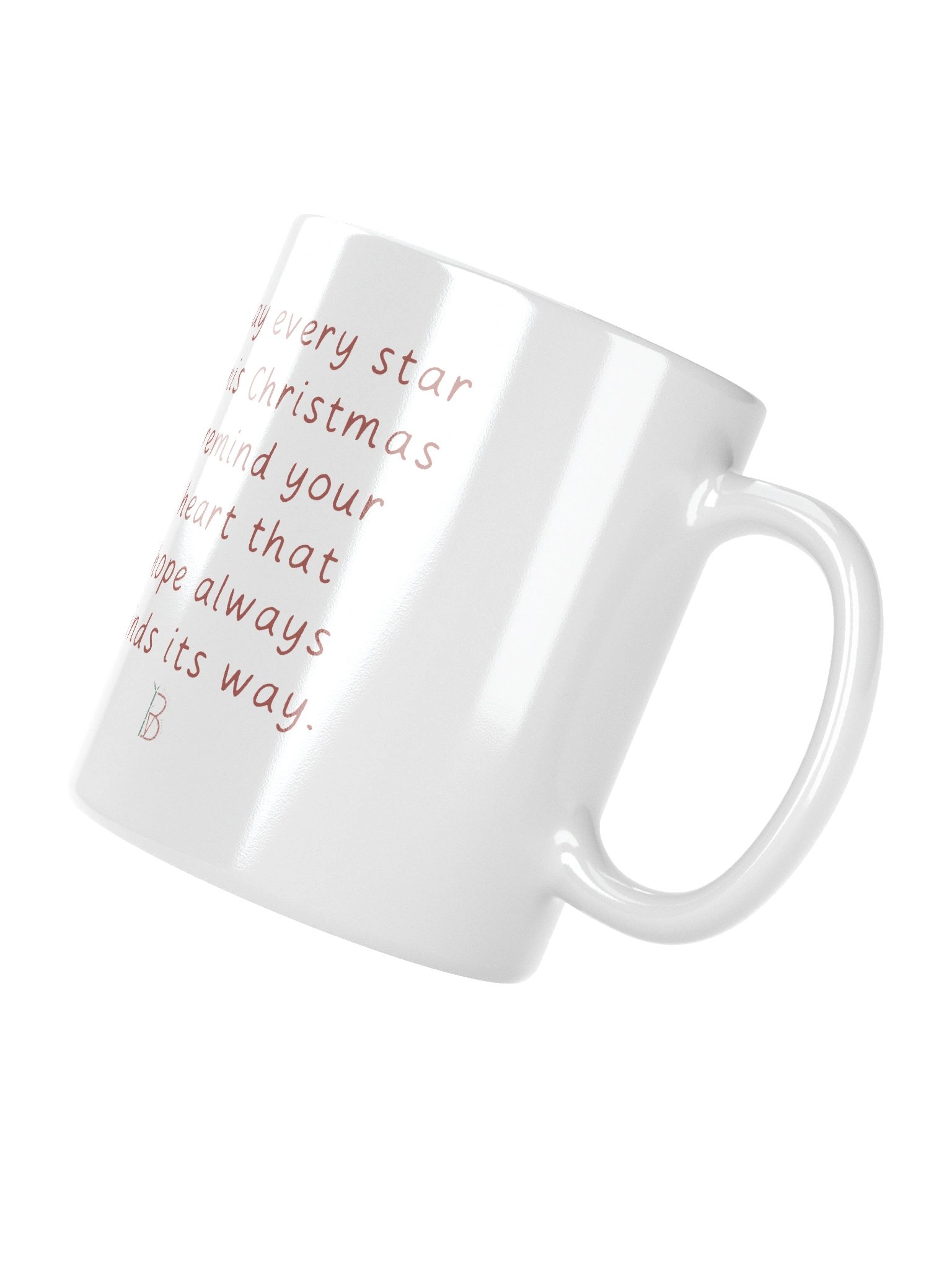 White glossy mug winter heart home. Cozy Christmas mug with handmade winter illustration product image (3)