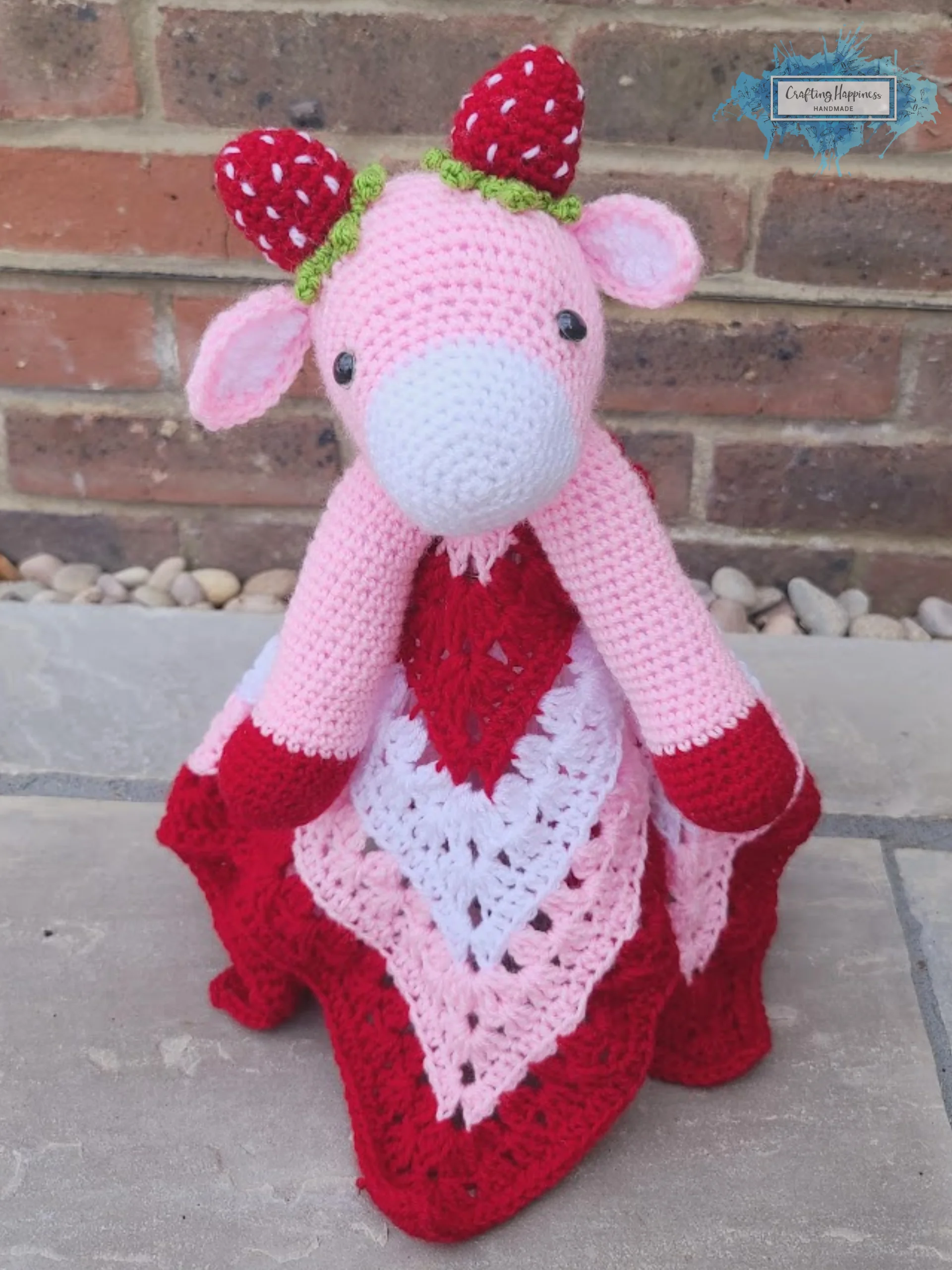 Strawberry Cow Lovey Crochet Pattern Baby Comforter Blanket PDF Pattern - Crafting Happiness product image (3)