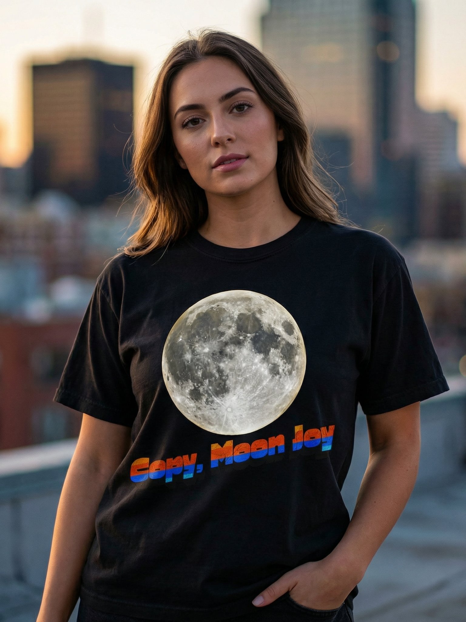 Copy Moon Joy Shirt, Moon Graphic Tee, Minimal Space T-Shirt, Aesthetic Lunar Shirt, Trendy Oversized Tee product image (1)