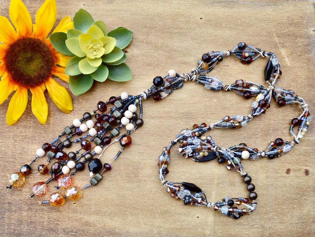 Earthy Statement Handcrafted Beaded Necklace Beautiful Bohemian Jewelry product image (5)