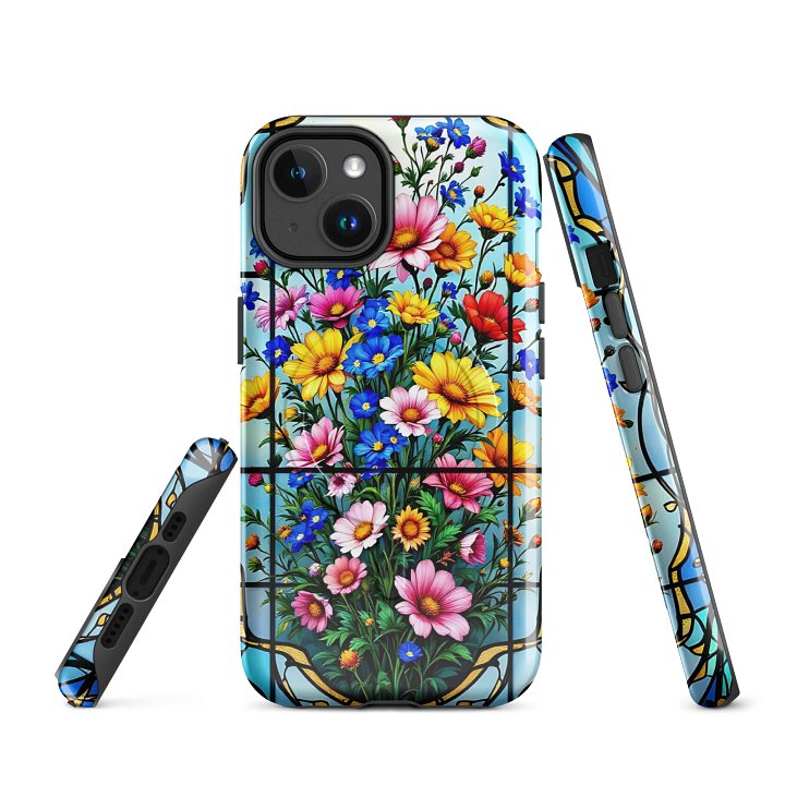 Floral Fantasy Stained Glass iPhone® MagSafe® iPhone Case, MagSafe® iPhone® Tough Case, iPhone 14, iPhone 15, iPhone 16, Pro, Pro Max, Plus. product image (2)