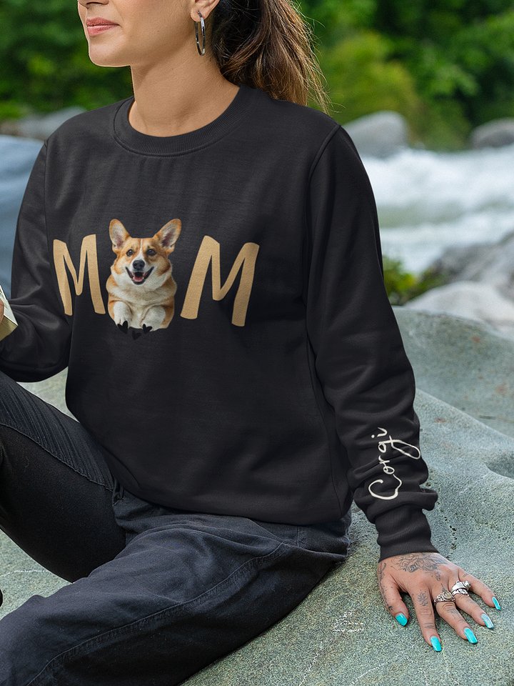Corgi mom modern front and back design dark sweatshirt with sleeve print product image (1)