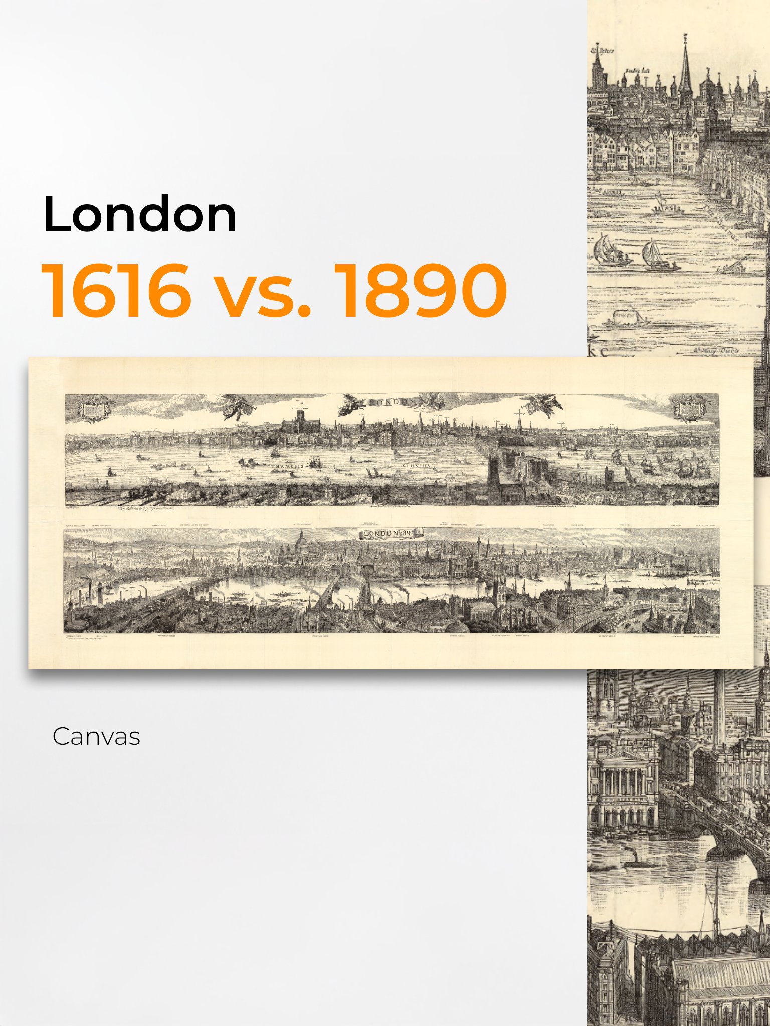 London Cityscape 1616 vs. 1890 (Canvas Print) product image (5)