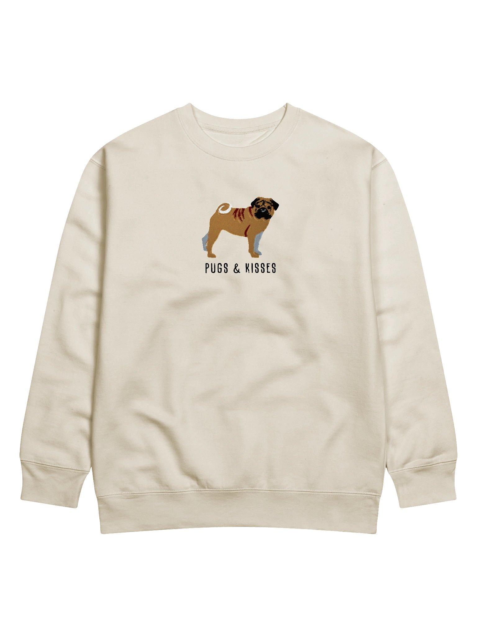 Pugs and Kisses Sweatshirt (Embroidered) of a Pug(Fawn) product image (1)