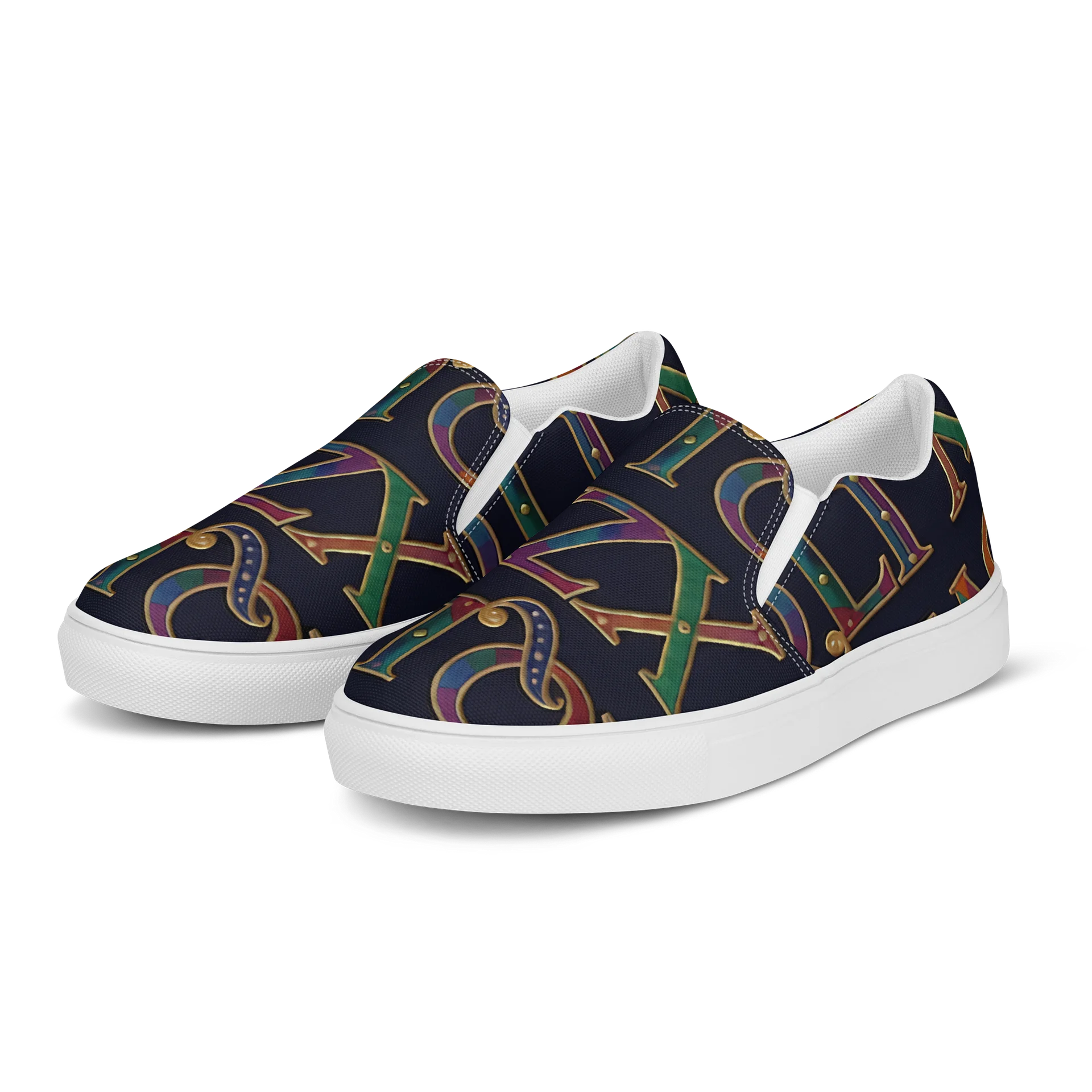 XZAQLI Monogram Men's Canvas Slip-On (Navy Blue) product image (2)