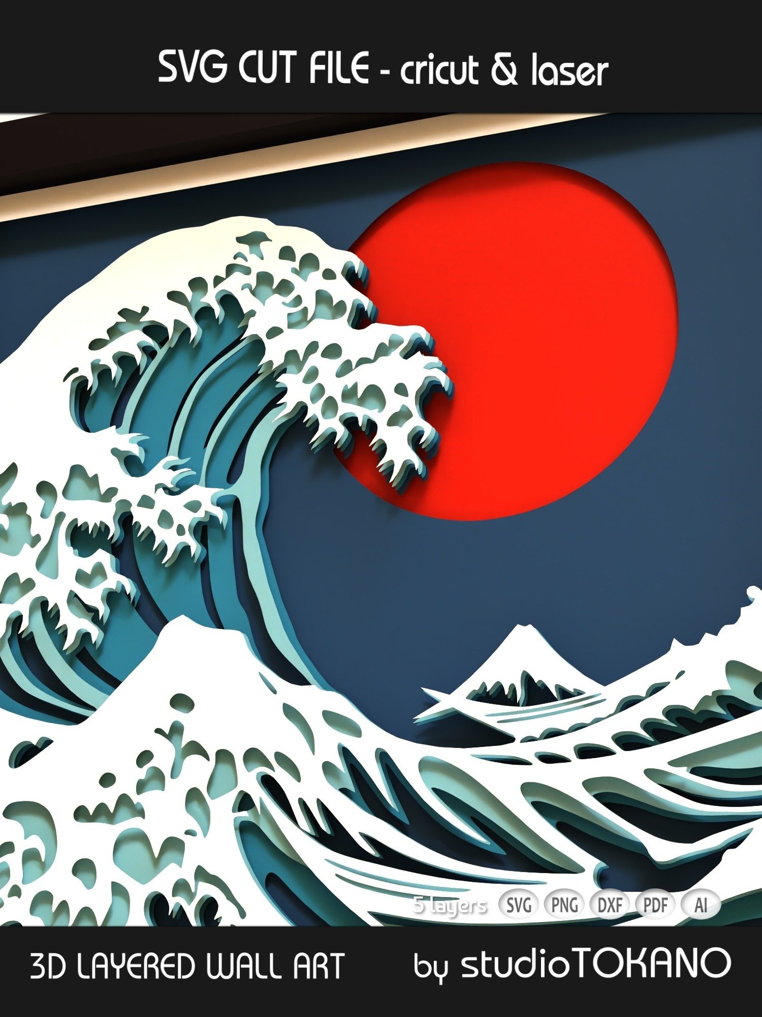 Great Wave Shadow box SVG product image (4)