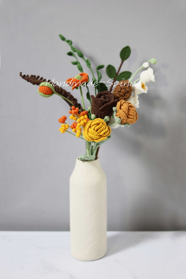 Brown Orange Autumn Charm Crochet Knit Bouquet product image (1)