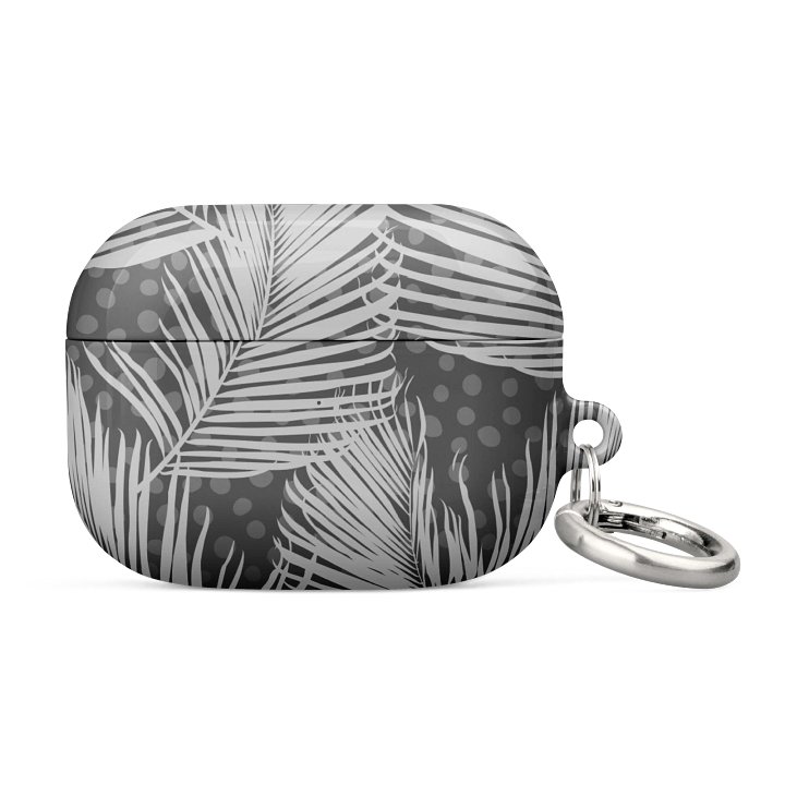 Monochrome Tropical Leaf AirPods Case with Keychain – Shockproof & Stylish Protective Cover product image (1)