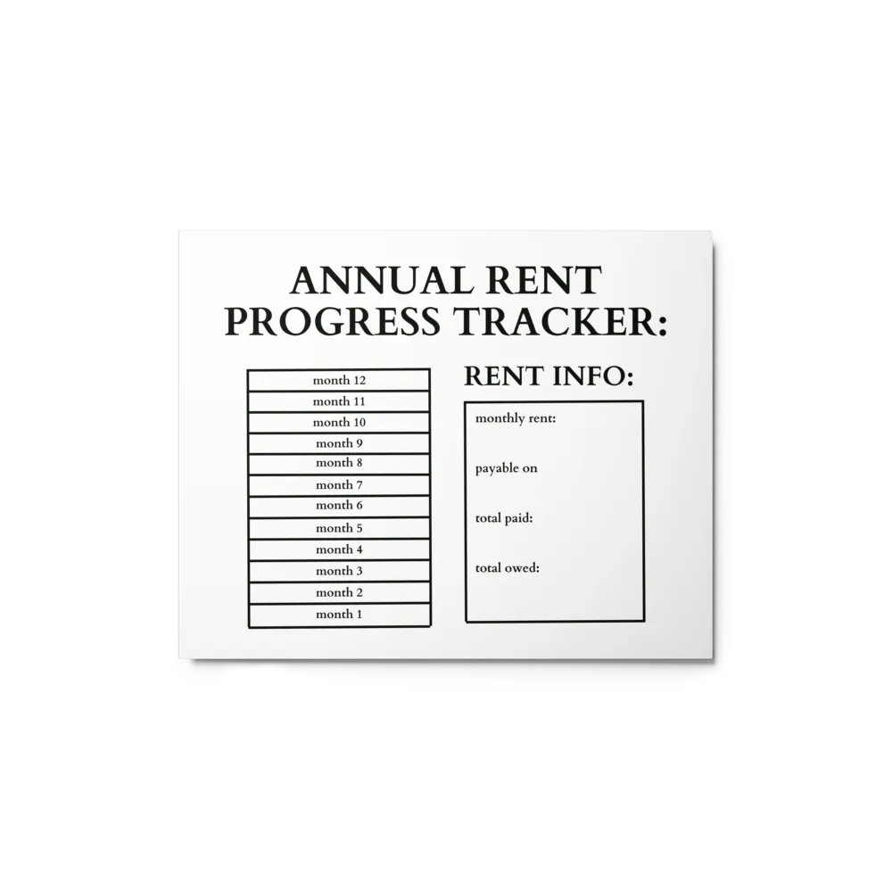HIGHFALUTIN ANNUAL RENT TRACKER (black design 1) product image (1)