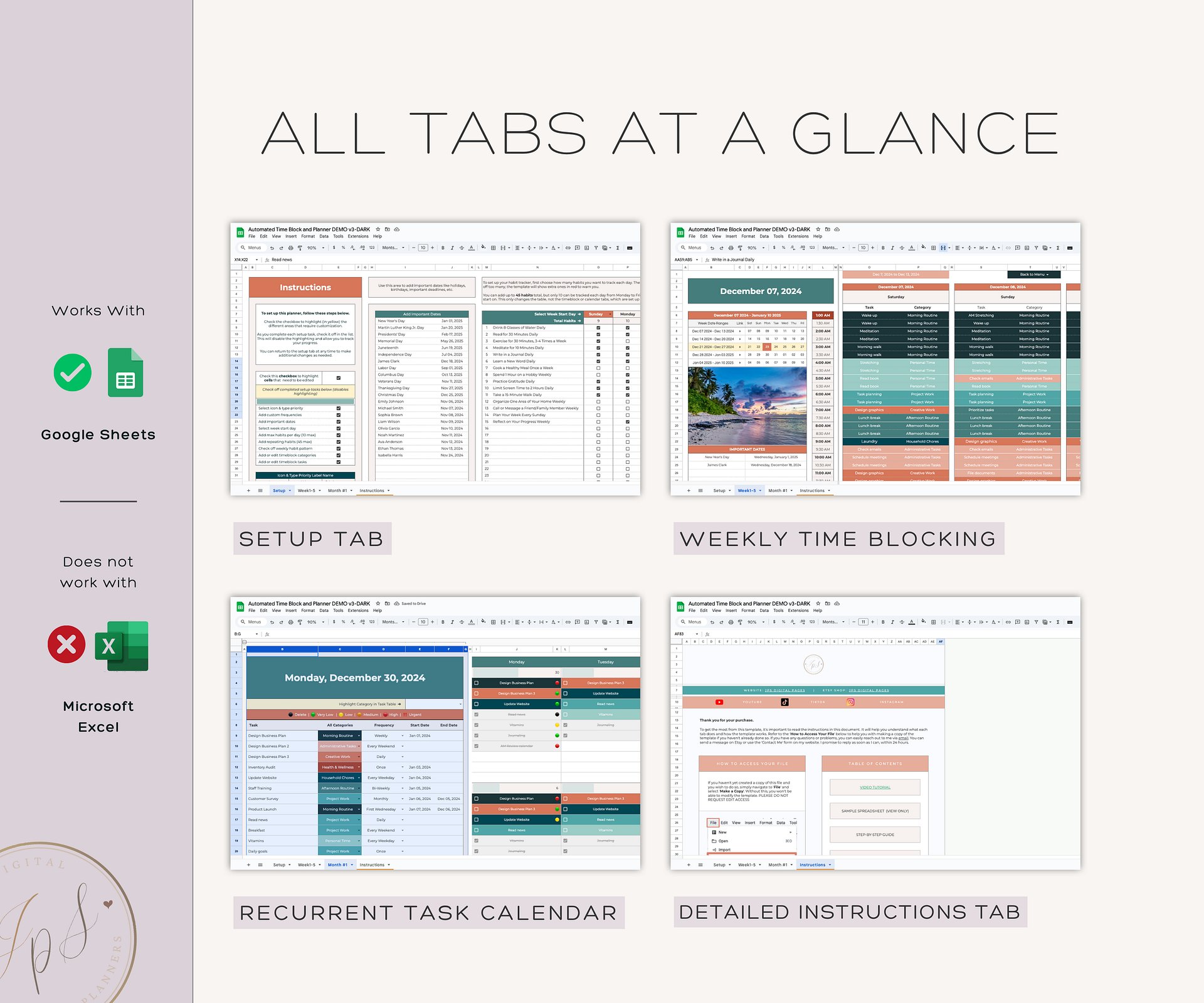 Time Blocking Planner, Google Sheets Template product image (9)