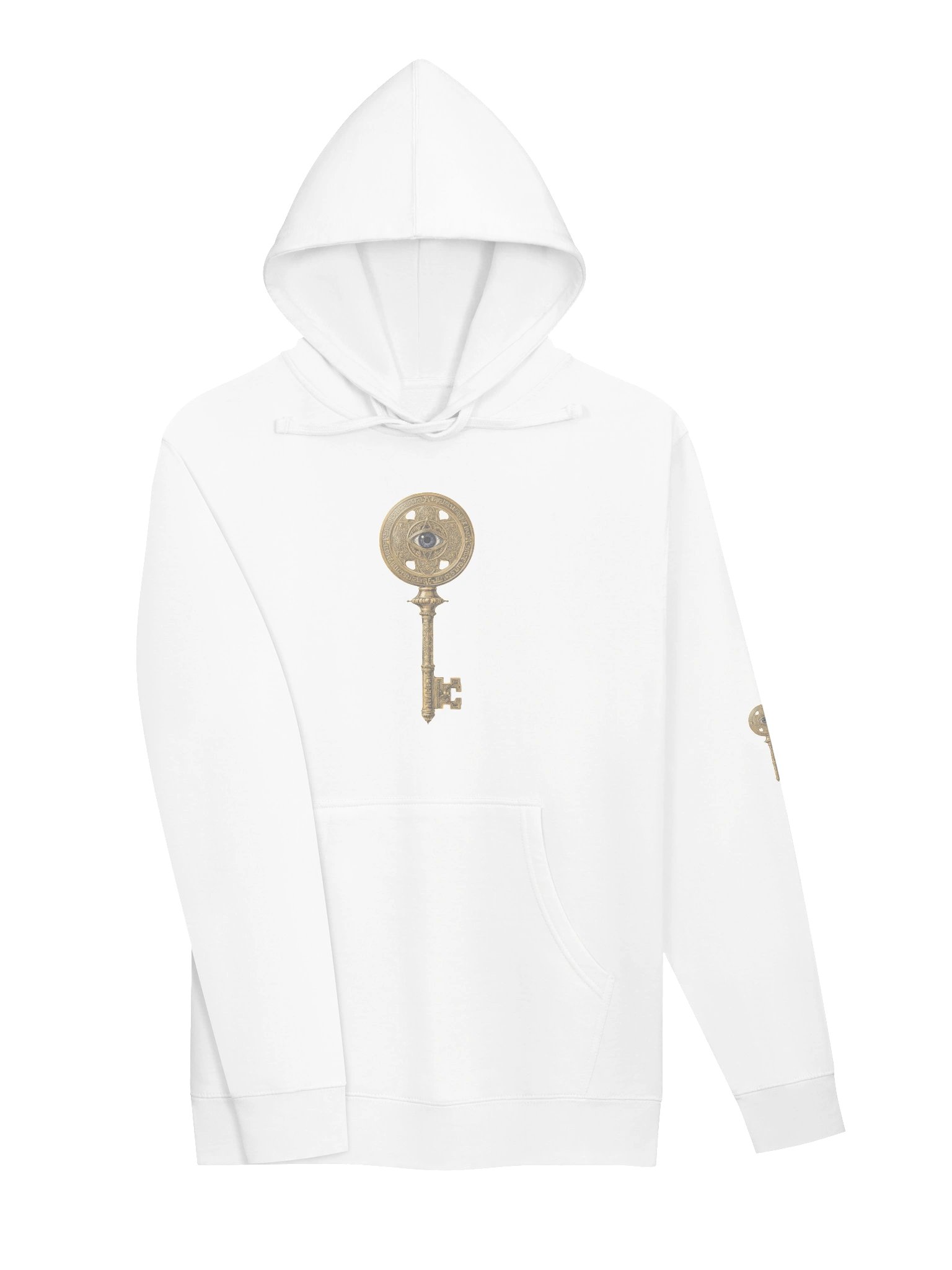 The Gatekeeper’s Key – White Reverse Motion Edition (Back + Left Sleeve Print) | Unisex Midweight Hoodie product image (3)