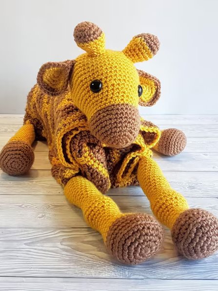 Crochet Giraffe Baby Blanket Pattern - Folding Toy Lovey PDF Pattern - Crafting Happiness product image (1)