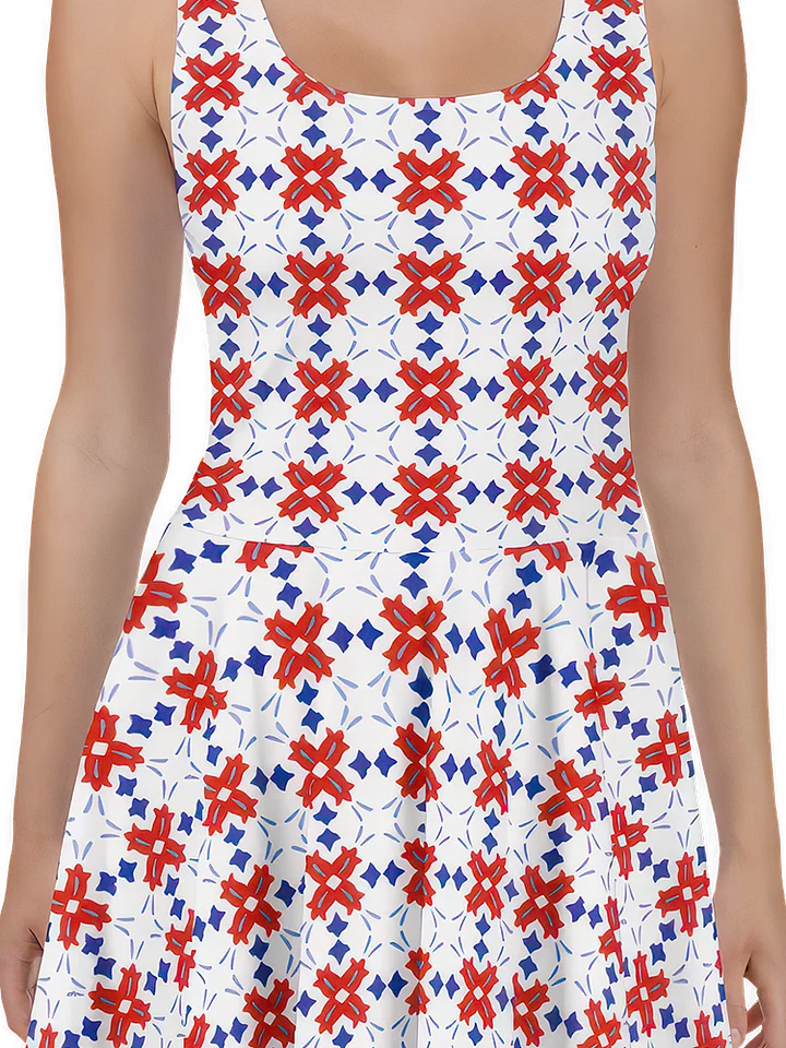 Bold Red & Blue Floral Dress product image (2)