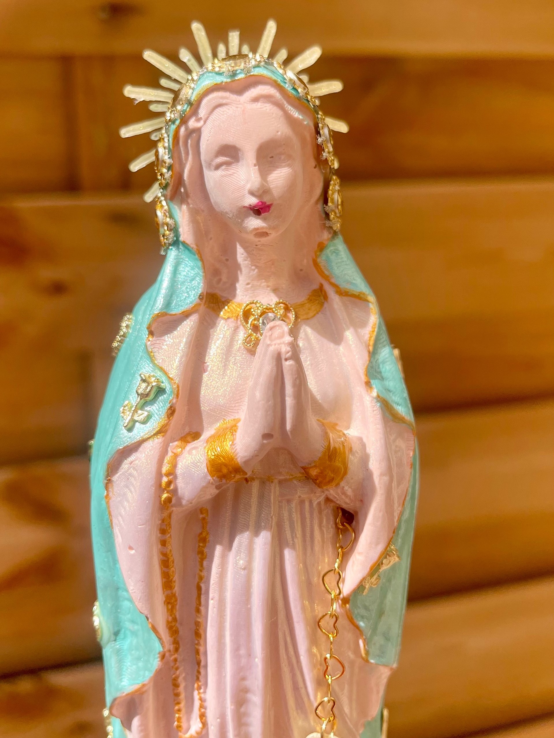 Handmade Virgin Mary Statue | Stella Maris Seashell Decor, French Riviera Artisan Figurine product image (6)