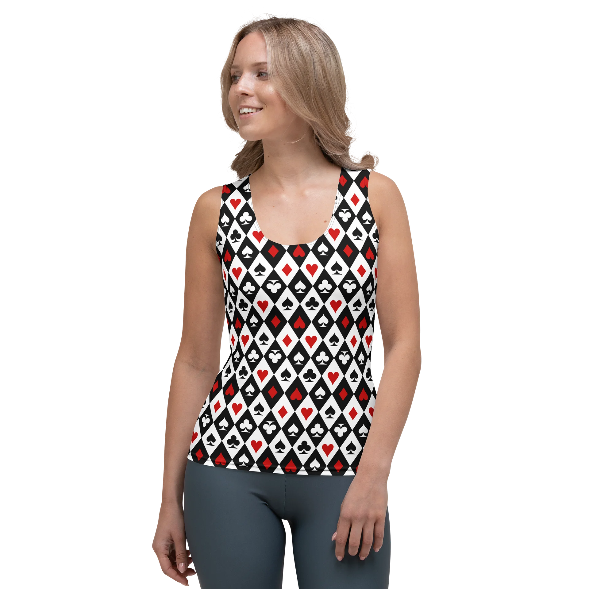 Retro Playing Card Suits Argyle All-Over Print Women's Tank Top product image (1)