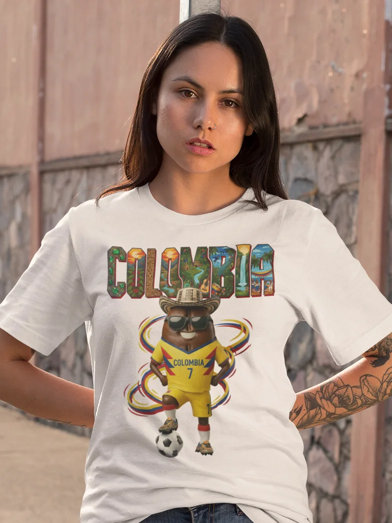 Colombia Coffee Mascot Fan Art T-Shirt – Vibrant Culture & Football Streetwear product image (1)
