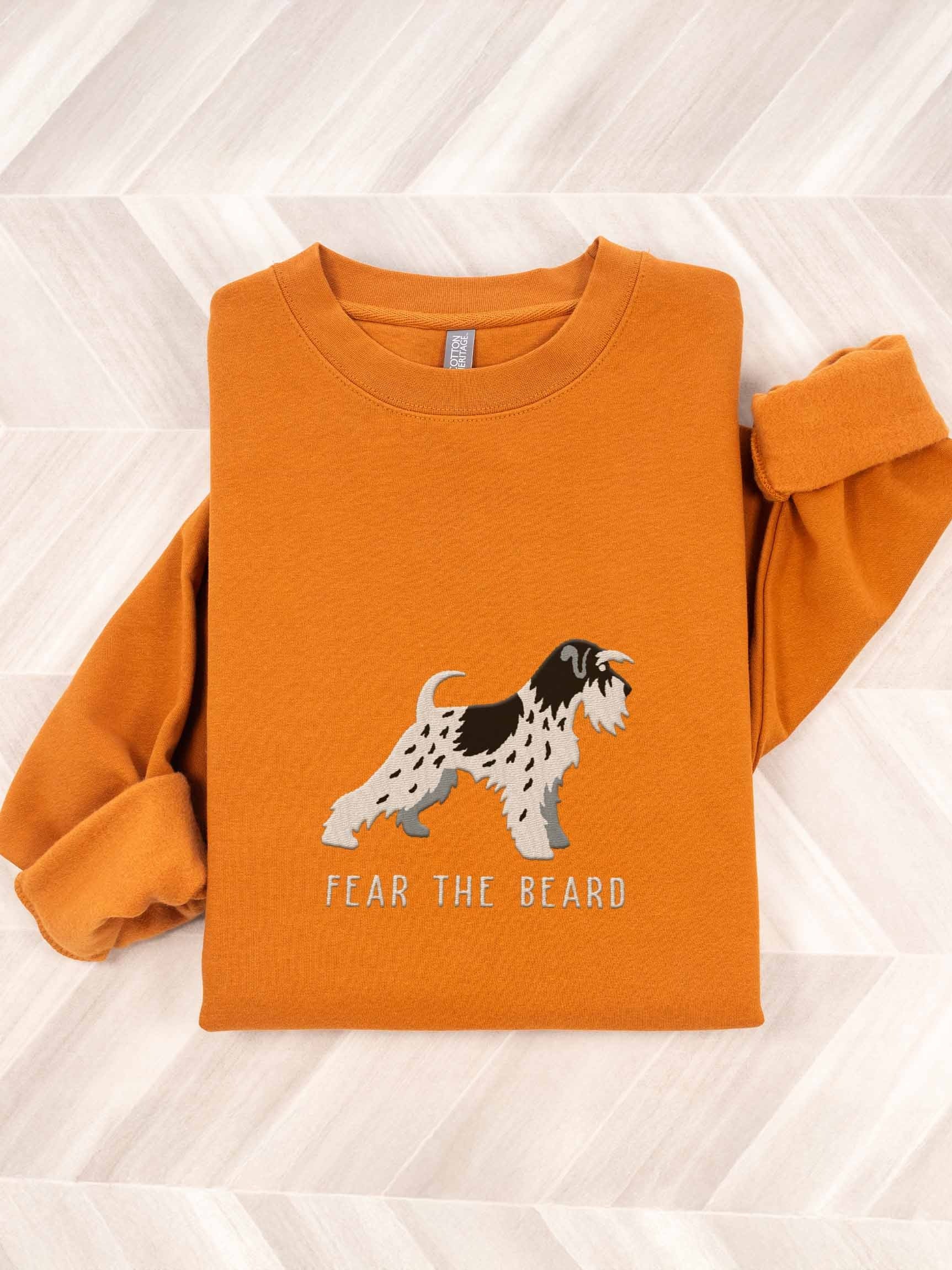 Fear the Beard Sweatshirt (Embroidered) of a Miniature Schnauzer(Parti Black & White) product image (1)