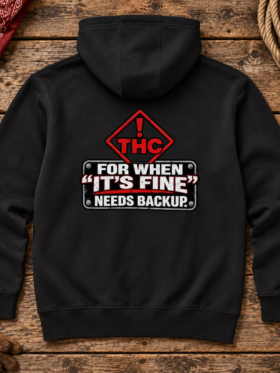 Funny THC Hoodie — For When “It’s Fine” Needs Backup | Flat Out Broken™ product image (3)