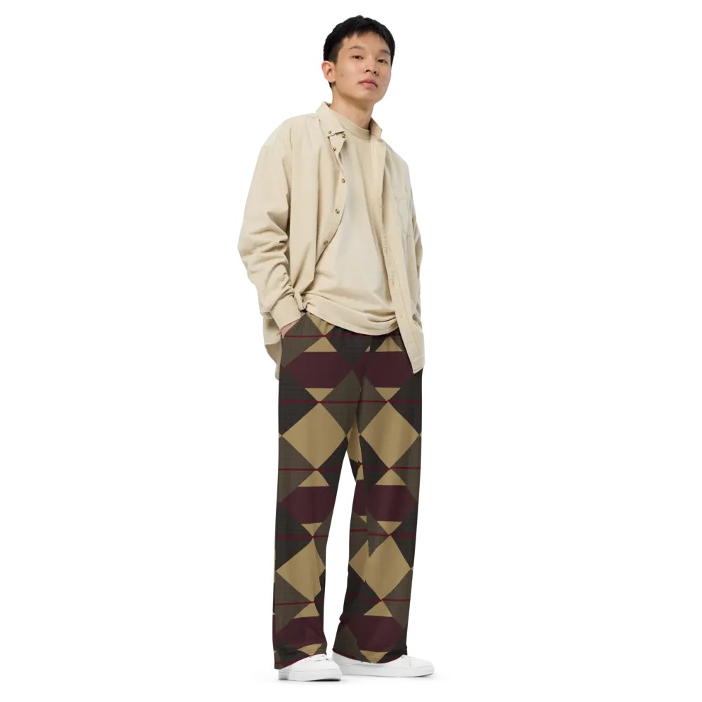 Brown Argyle Wideleg Pants product image (3)