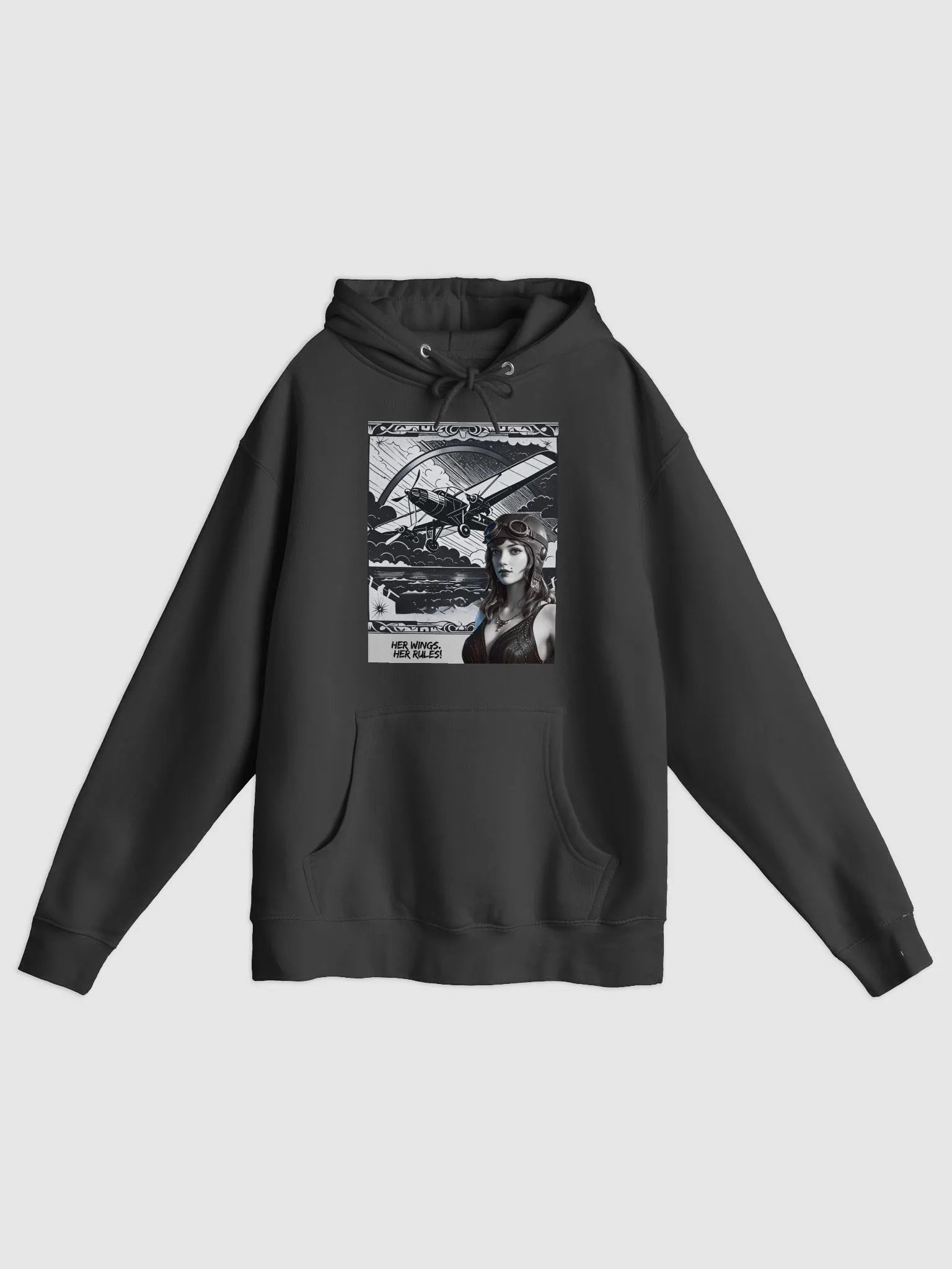 Her Wings, Her Rules - Vintage Aviation Flapper Front Graphic - Hoodie product image (1)