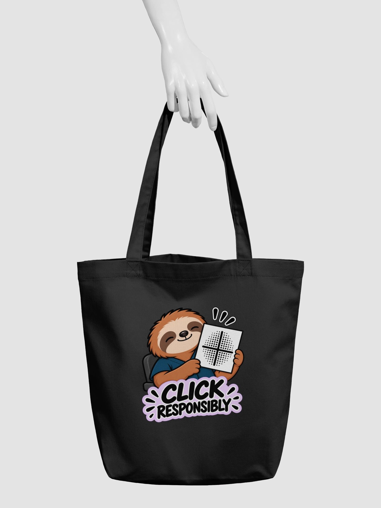 Sleepy Optometrist Click Responsibly Black Tote product image (2)