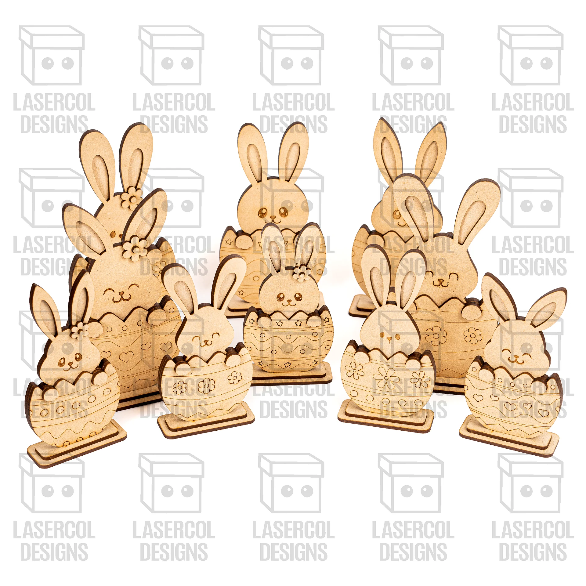 Easter Bunny Bundle Set (10 Styles, 2 Sizes) - Laser Cut Files product image (9)