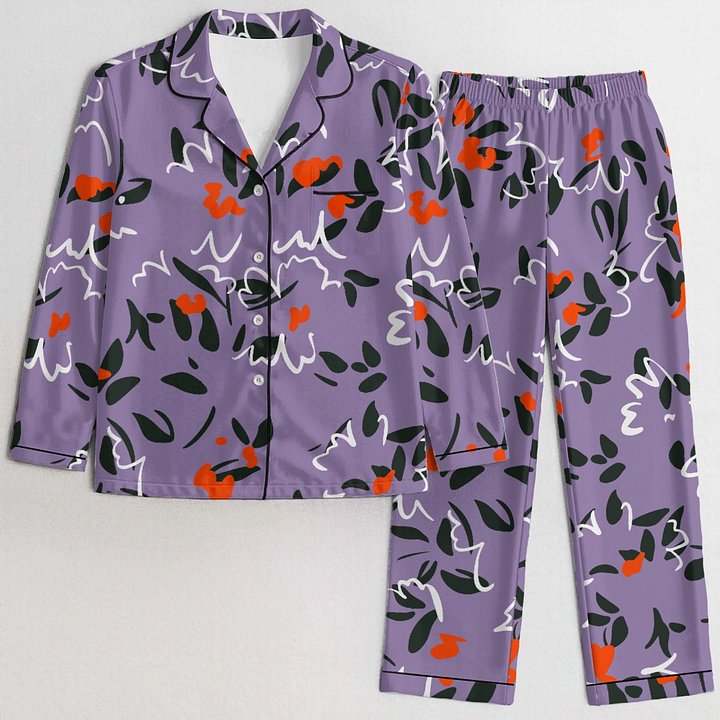 Lavender Bloom Floral Satin Pajama Set product image (1)