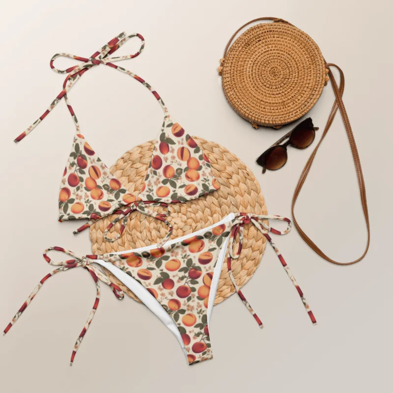 Sun-Ripened Peach Garden – Recycled All-Over Print String Bikini product image (3)