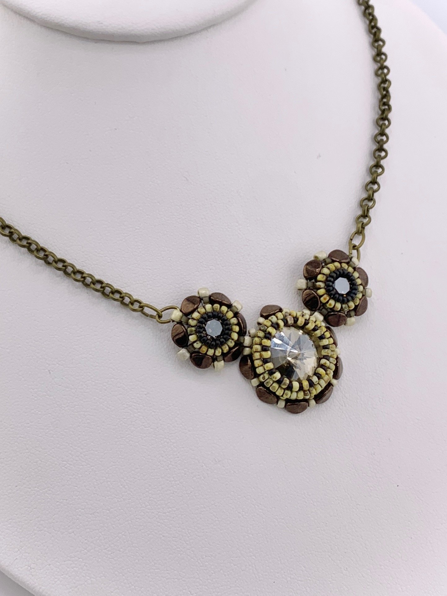 Spellbound Beaded Crystal Pendant Necklace - Bronze product image (1)