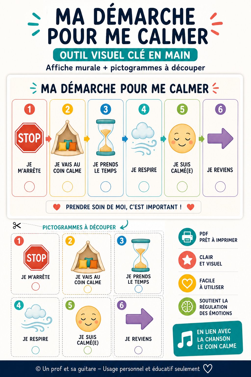 Coin calme – Affiche et pictogrammes à imprimer | Un prof et sa guitare product image (1)