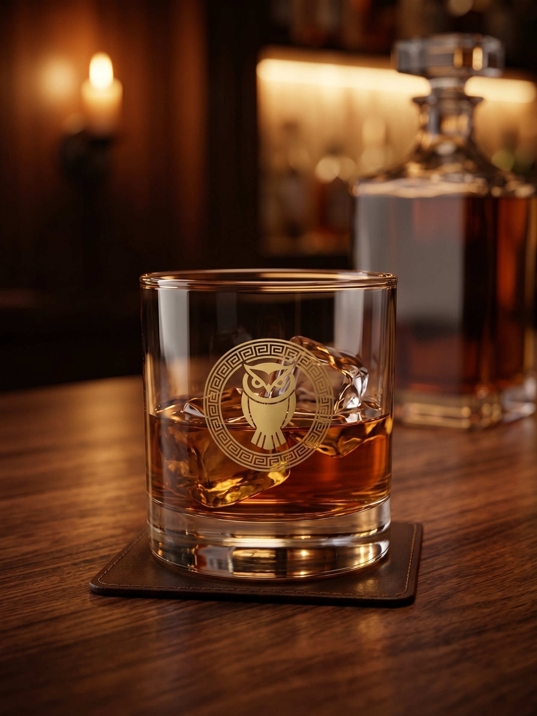 Athena Owl Greek Mythology Rock Glass (Gold Emblem) product image (3)