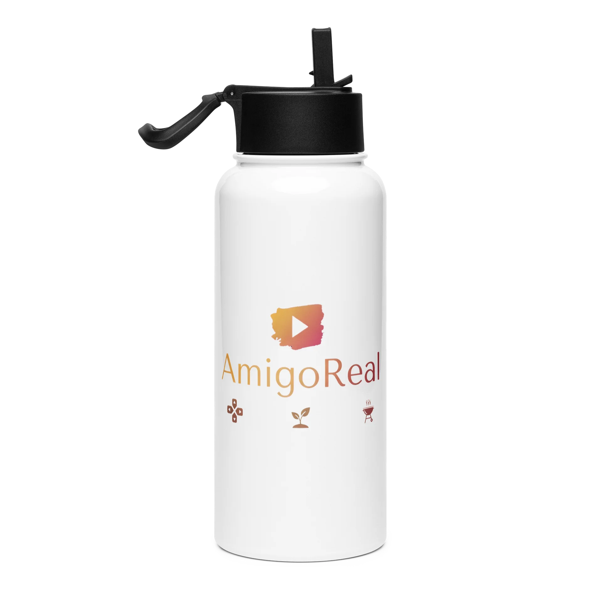 AmigoReal Edelstahl Trinkflasche mit Strohhalm 950 ml product image (4)