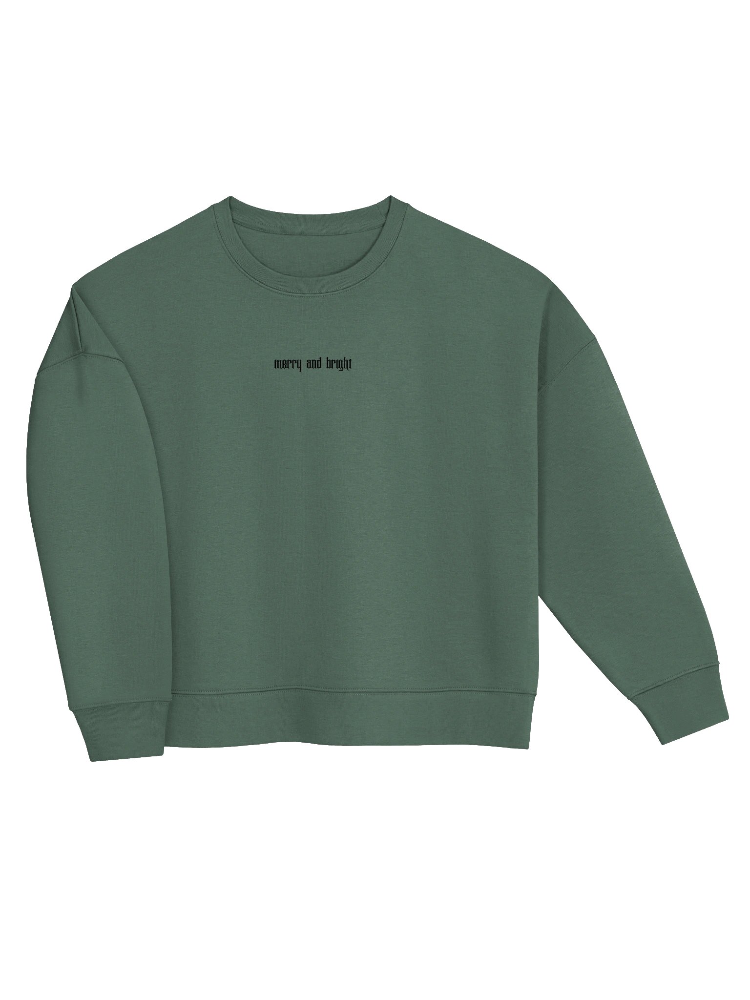 Embroidered Merry and Bright Sweatshirt, Alternative Christmas Crewneck with Blackletter Text, Organic Cotton Women's Sweater product image (4)